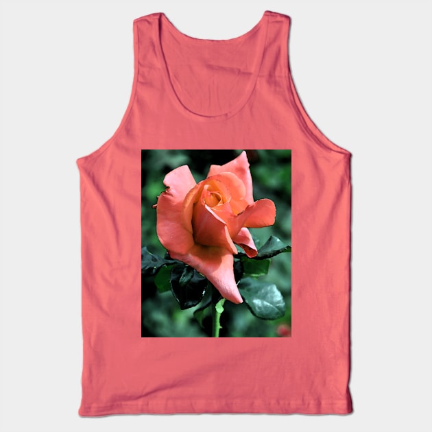 Orange Rose Bud Tank Top by KirtTisdale